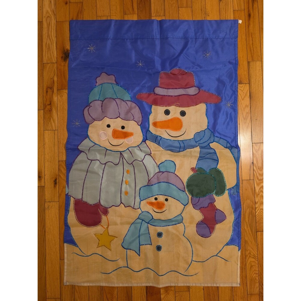 Winter Holiday Snowman Yard ~ House Flag 28" x 43"